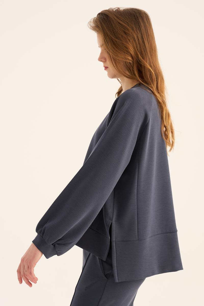 Kısa Modal Sweatshirt Lacivert