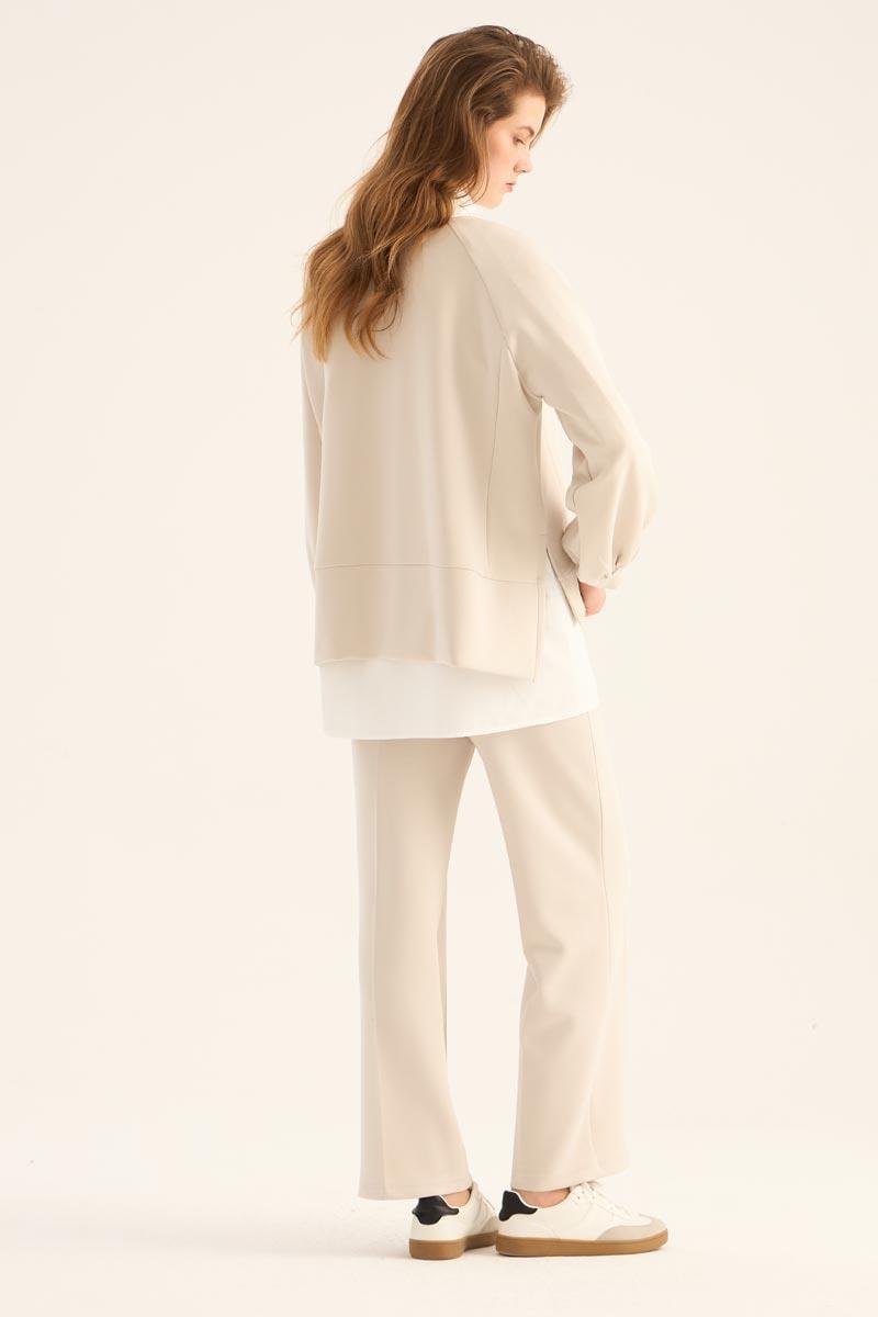 Kısa Modal Sweatshirt Taş