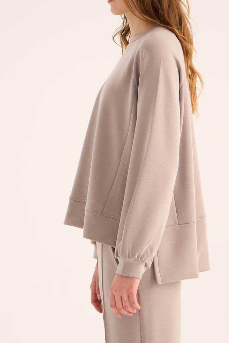 Kısa Modal Sweatshirt Vizon