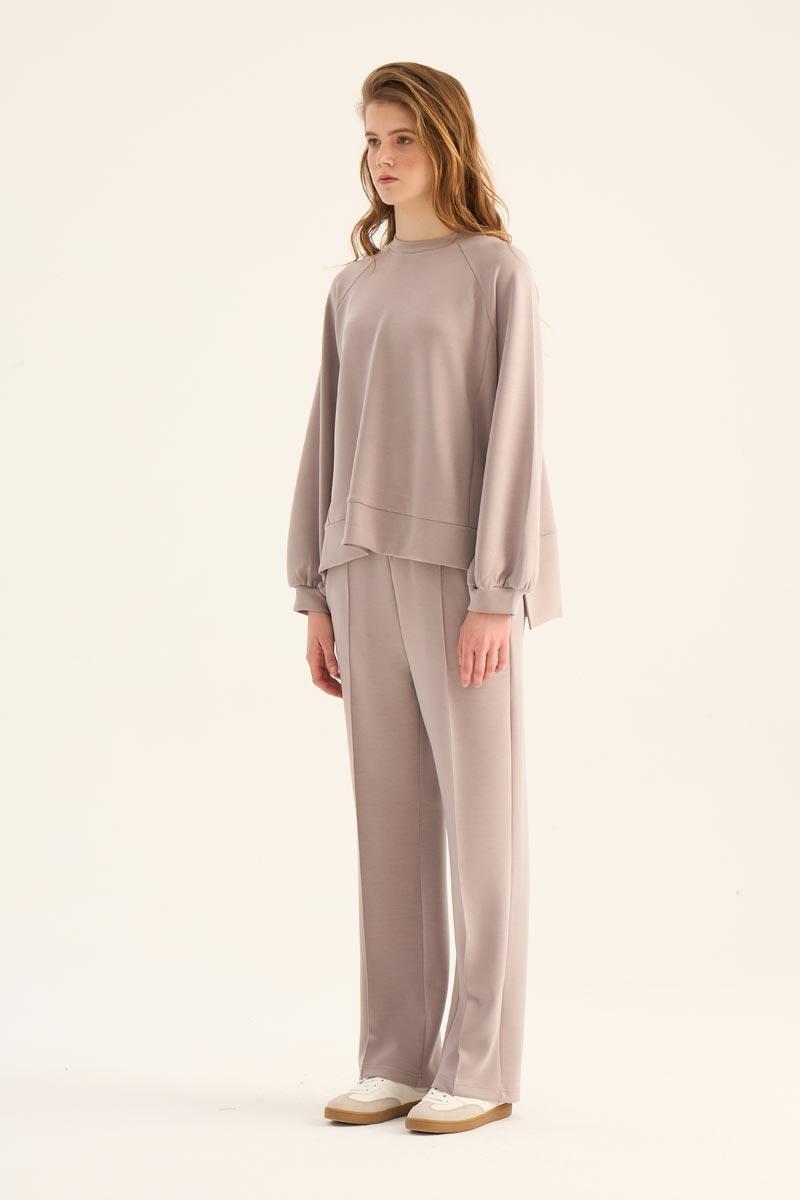 Kısa Modal Sweatshirt Vizon