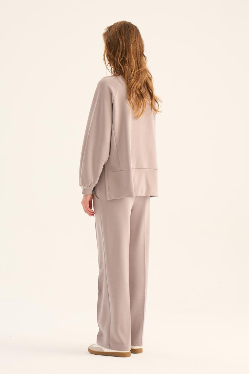 Kısa Modal Sweatshirt Vizon