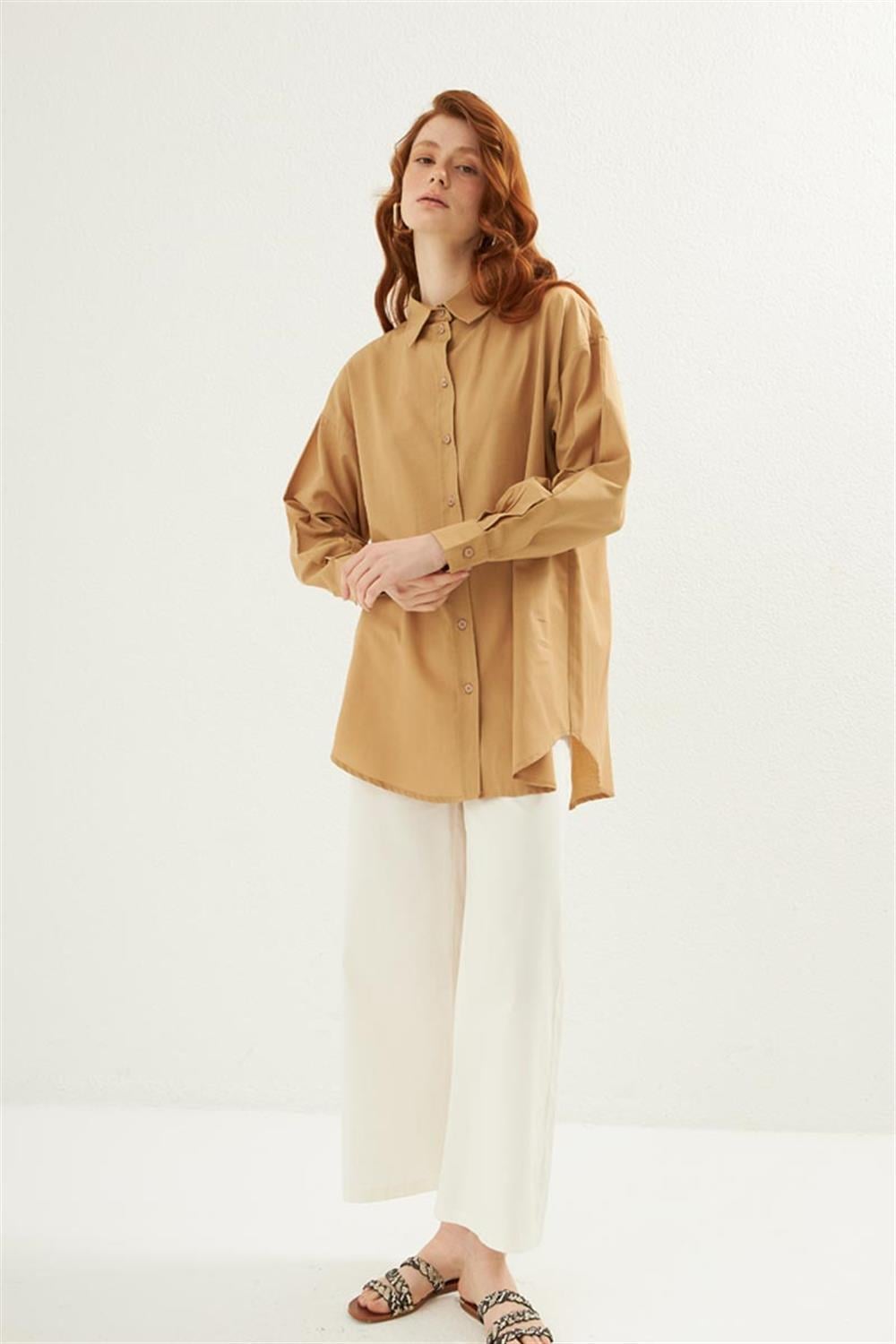 Poplin Gömlek Camel