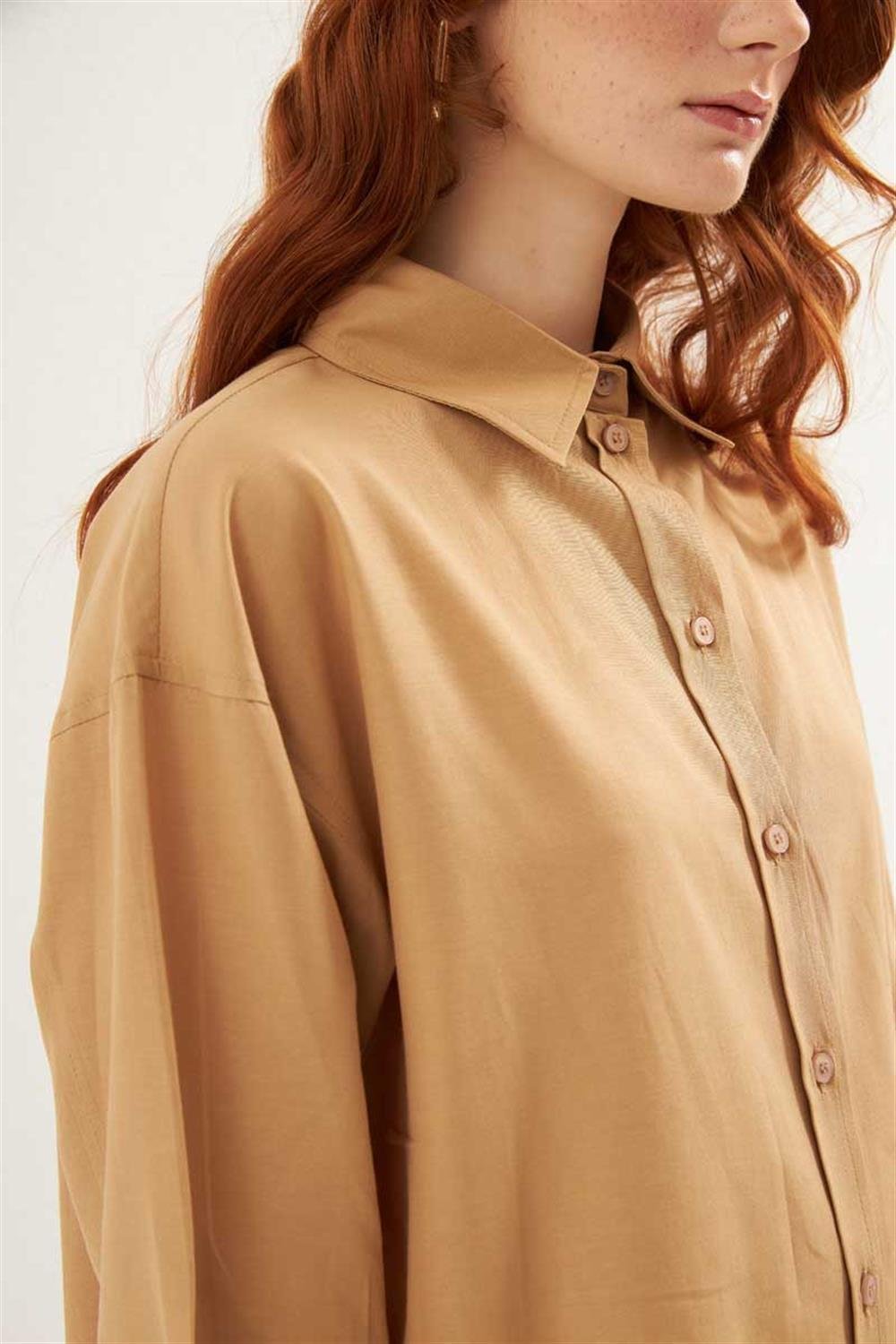 Poplin Gömlek Camel