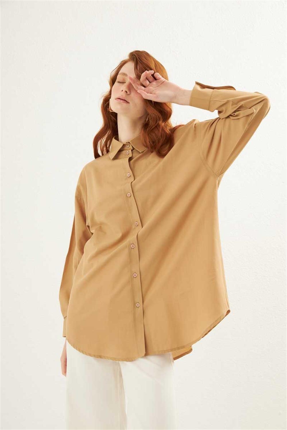 Poplin Gömlek Camel