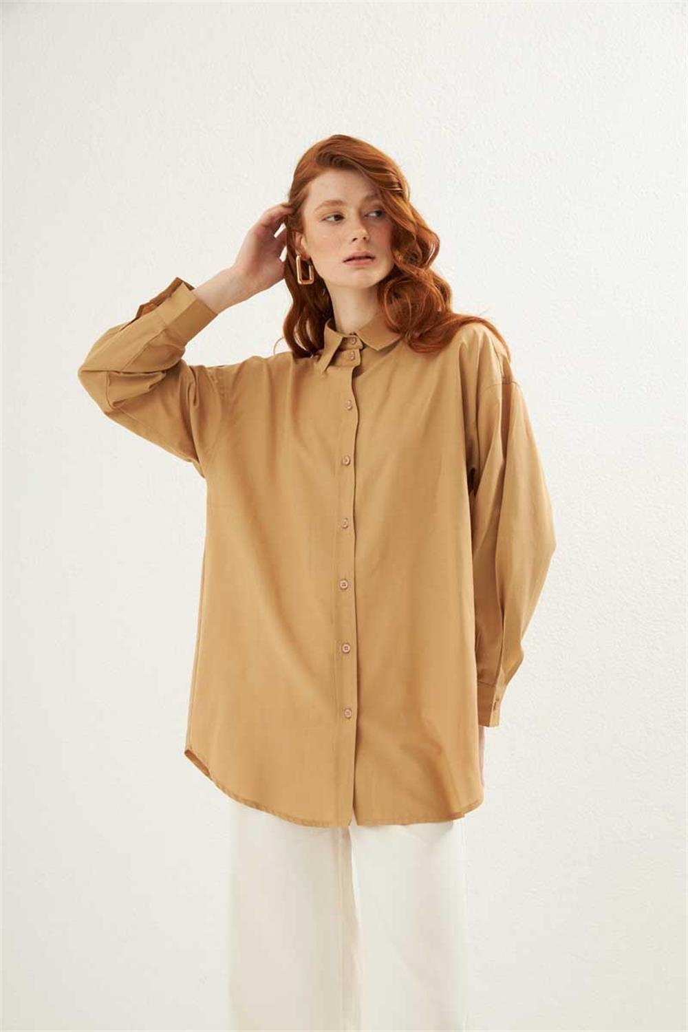 Poplin Gömlek Camel