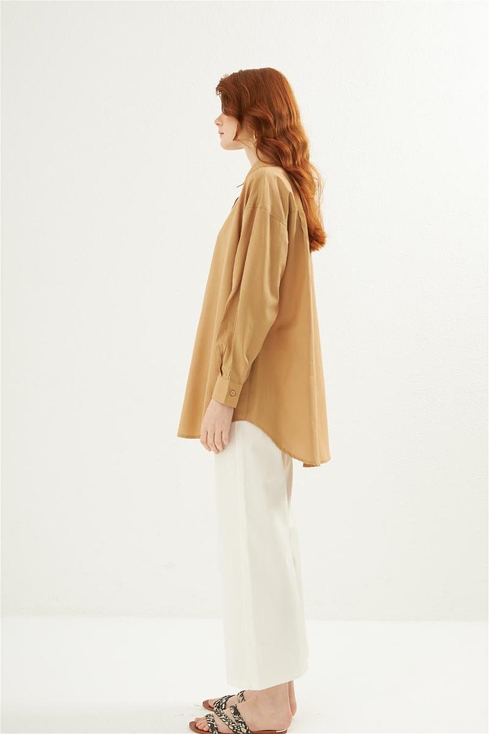 Poplin Gömlek Camel