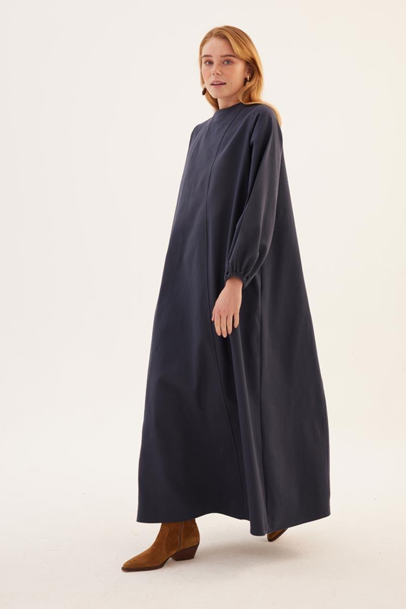 Soft Kanvas Elbise Lacivert
