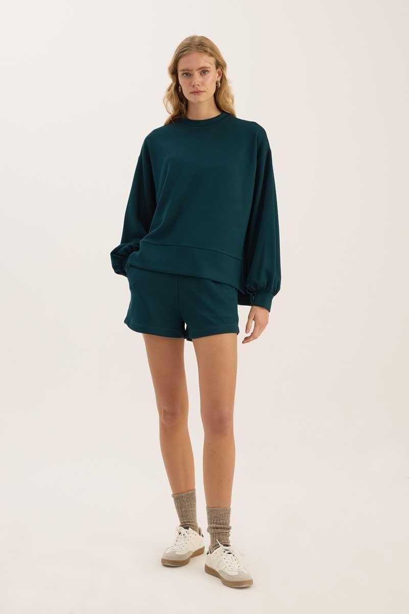 Sweatshirt Şort Zümrüt