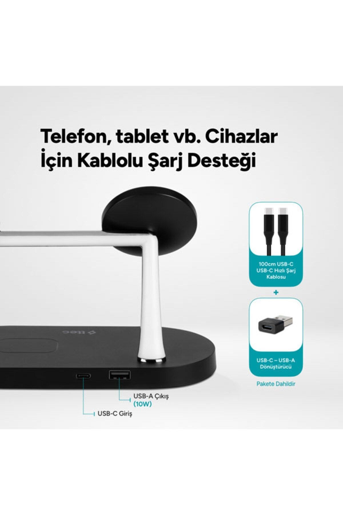 Aircharger Quattro M Magsafe Uyumlu Iphone+applewatch+airpods Led Li Kablosuz Hızlı Şarj Standı