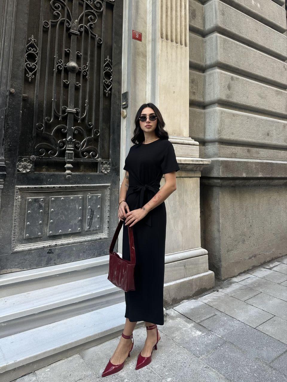 Bağlamalı modal kumaş elbise