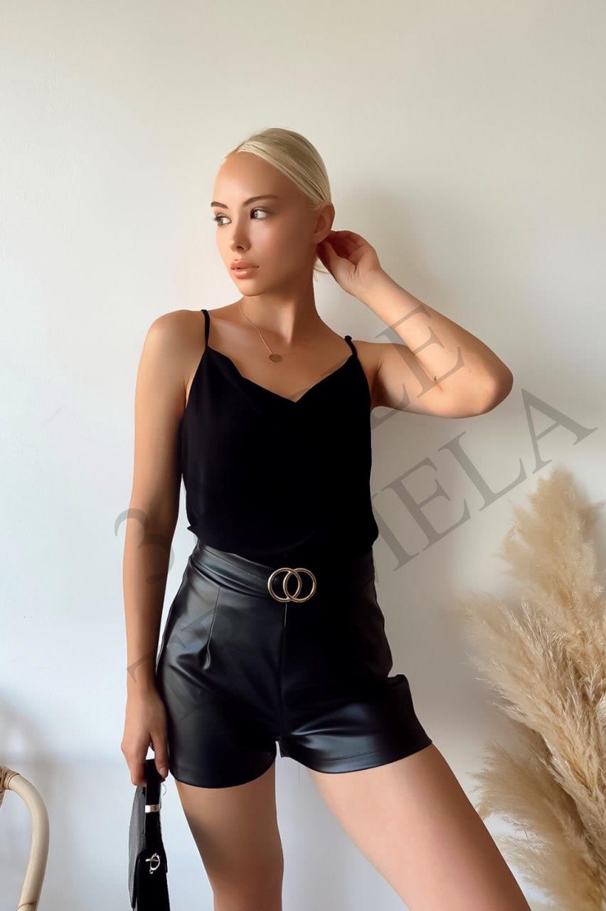 Degaje Yaka Askılı Sandy Bluz