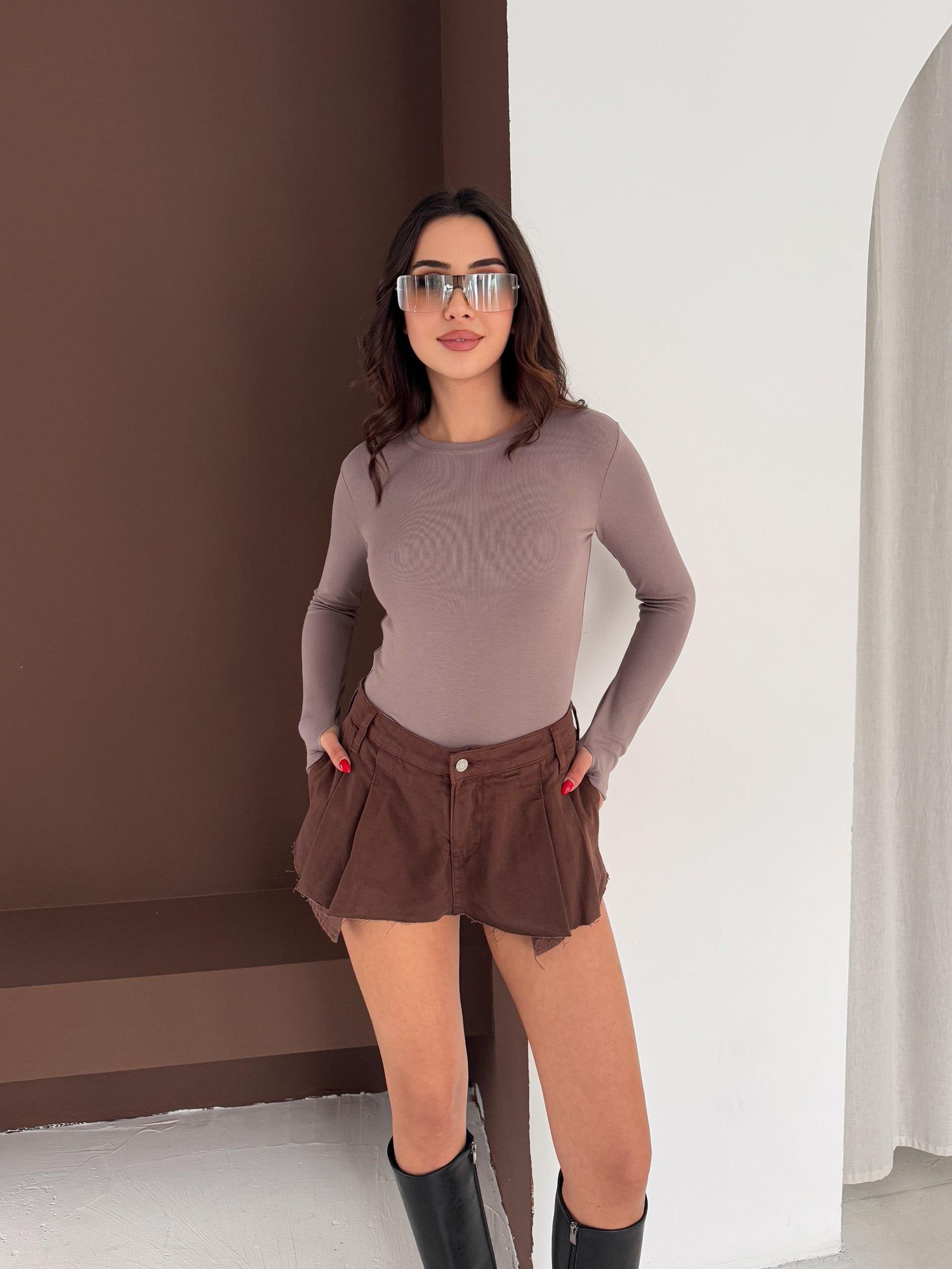 Kadın Bisiklet Yaka Uzun Kollu Parmak Geçme Detaylı Altı Çıtçıtlı Full Likralı Buzzy Body 