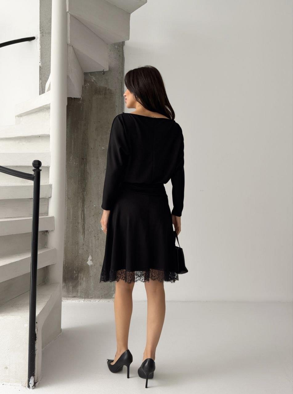 Kadın Dantelli Bel Drape Detaylı Kayık Yaka Modal Kumaş Midi Elbise