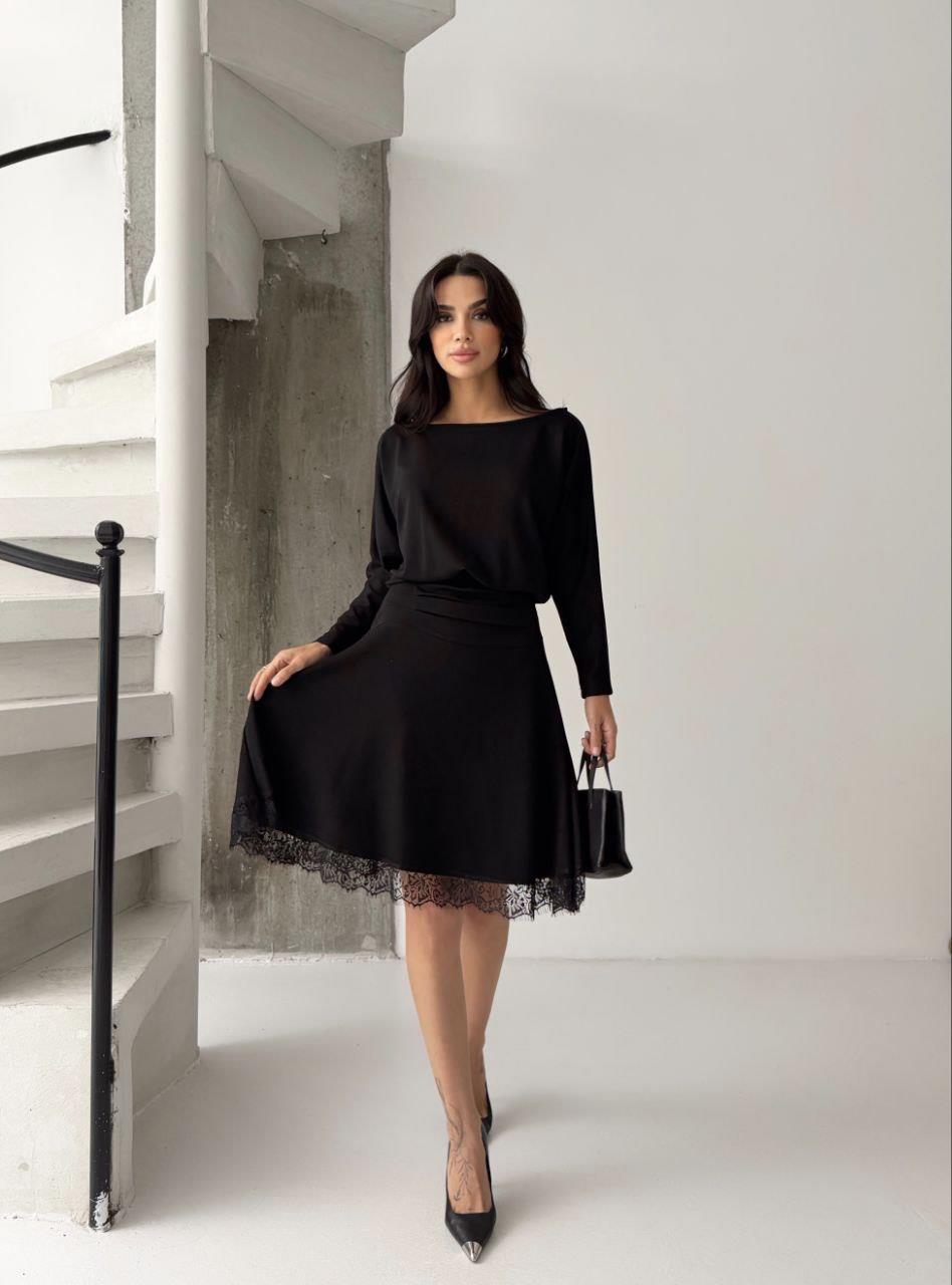 Kadın Dantelli Bel Drape Detaylı Kayık Yaka Modal Kumaş Midi Elbise