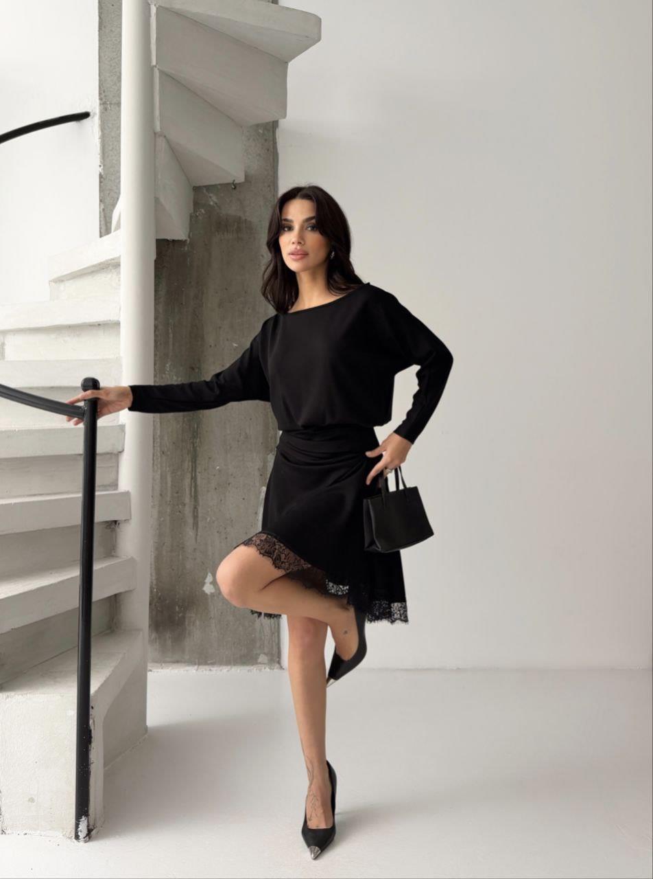 Kadın Dantelli Bel Drape Detaylı Kayık Yaka Modal Kumaş Midi Elbise