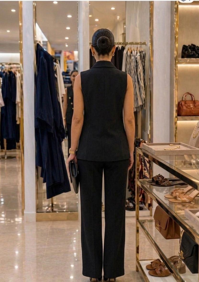 Kadın İthal Double Kumaş Yelek Pantolon Takım