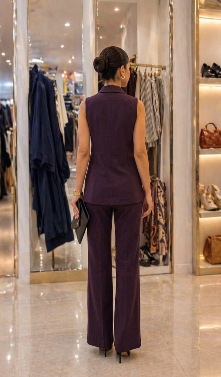 Kadın İthal Double Kumaş Yelek Pantolon Takım