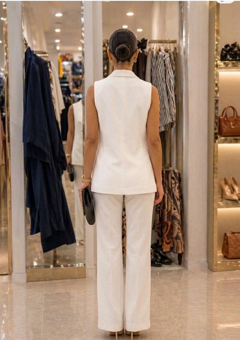 Kadın İthal Double Kumaş Yelek Pantolon Takım