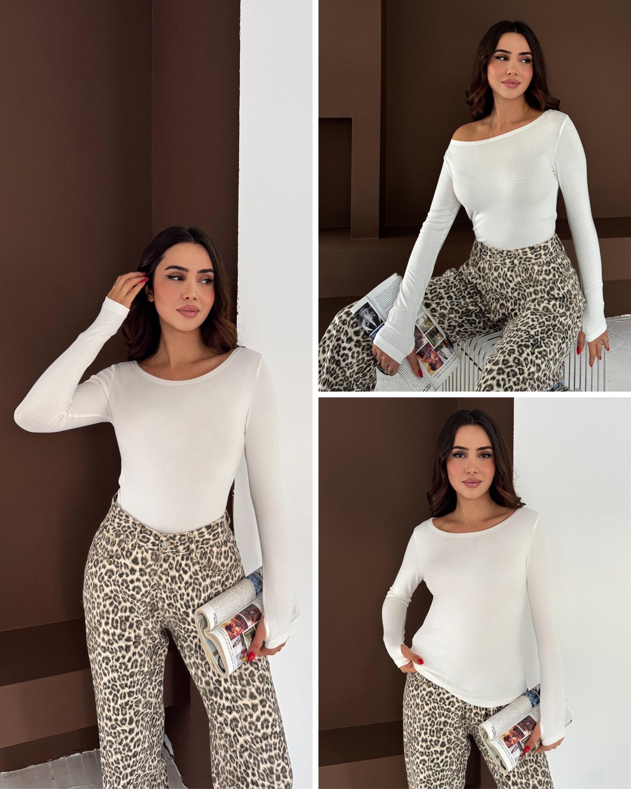 Kadın Kayık Yaka Parmak Geçmeli Uzun Kollu Full Likralı Pamuk Viskon Buzzy Body Tişort