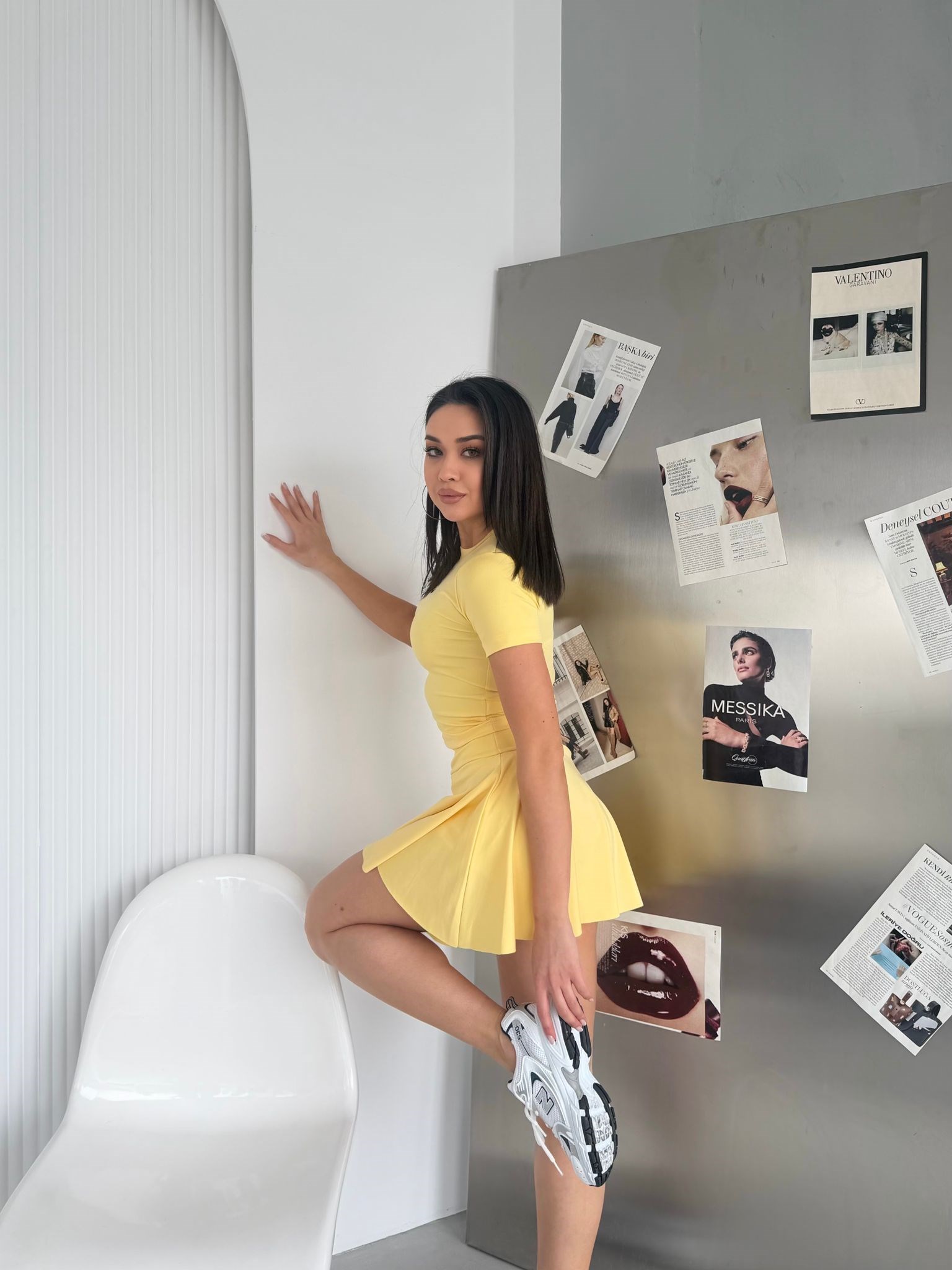 Kadın Mikro Kumaş Şort Etekli Alt Üst Takım Mini Spor Şık Kombin