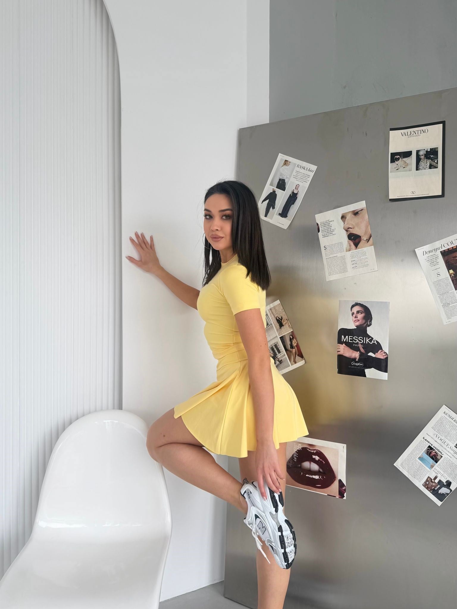Kadın Mikro Kumaş Şort Etekli Alt Üst Takım Mini Spor Şık Kombin
