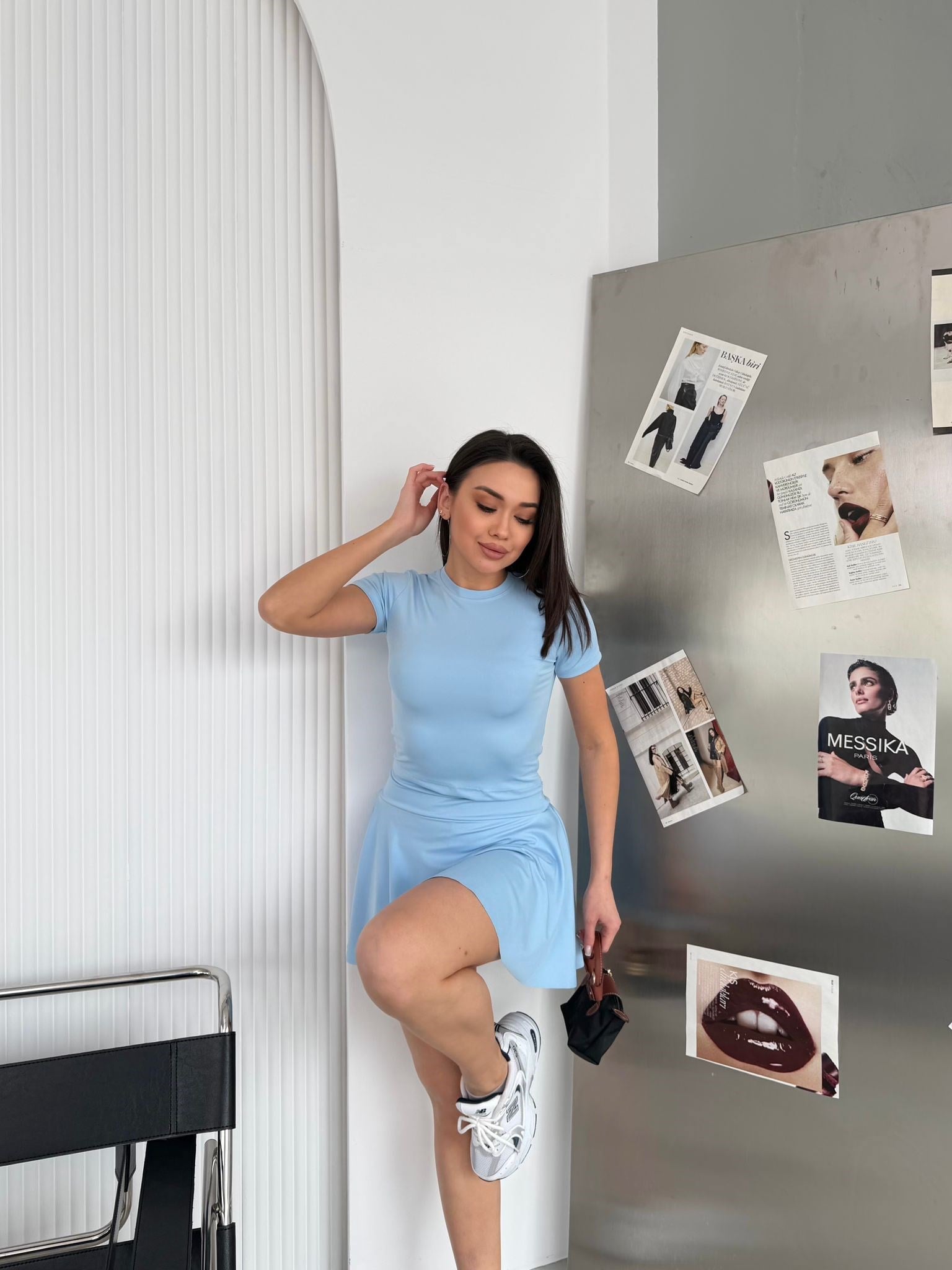 Kadın Mikro Kumaş Şort Etekli Alt Üst Takım Mini Spor Şık Kombin