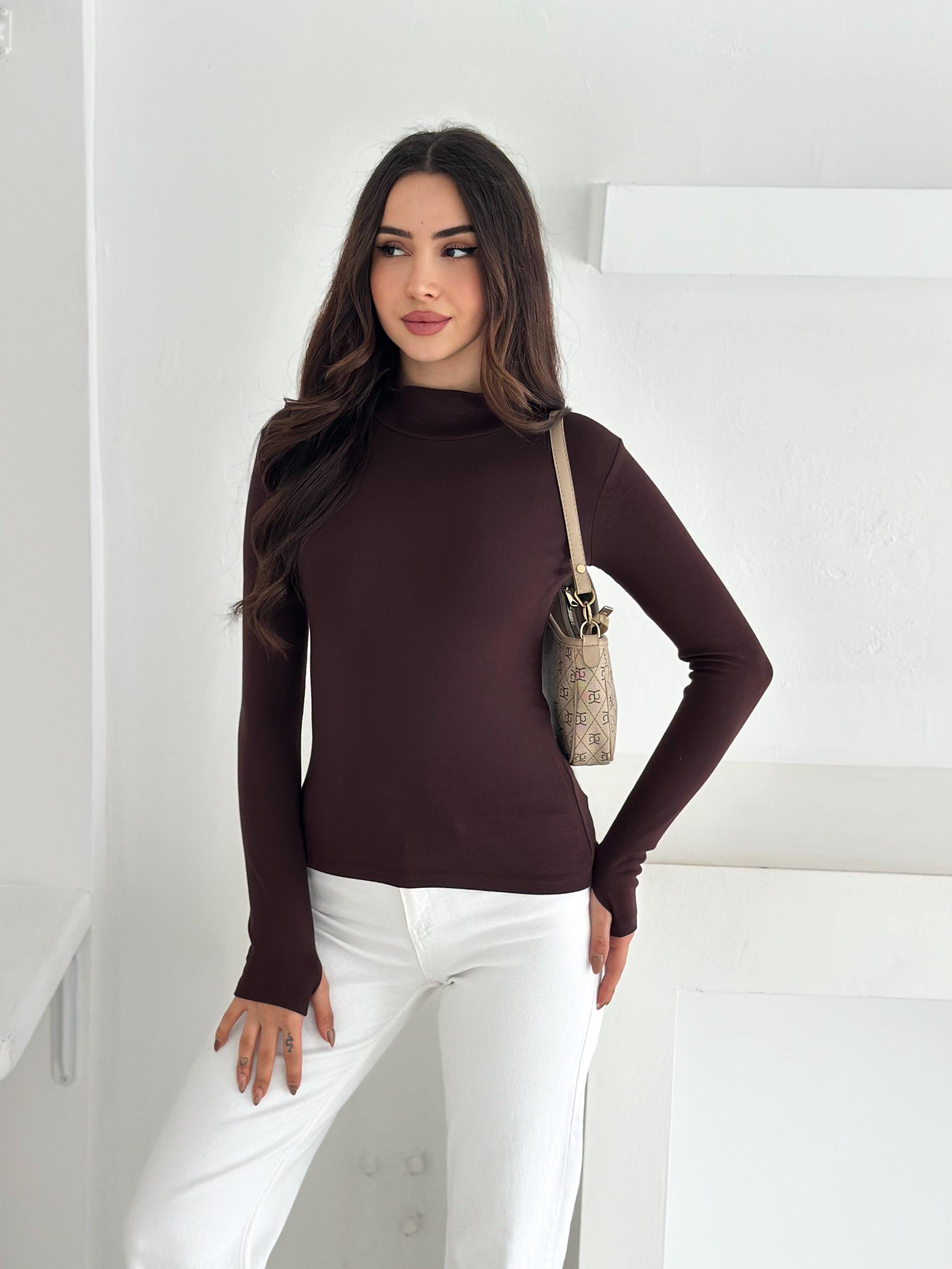Kadın Yarım Balıkçı Yaka Parmak Geçmeli Full Likralı Buzz Body