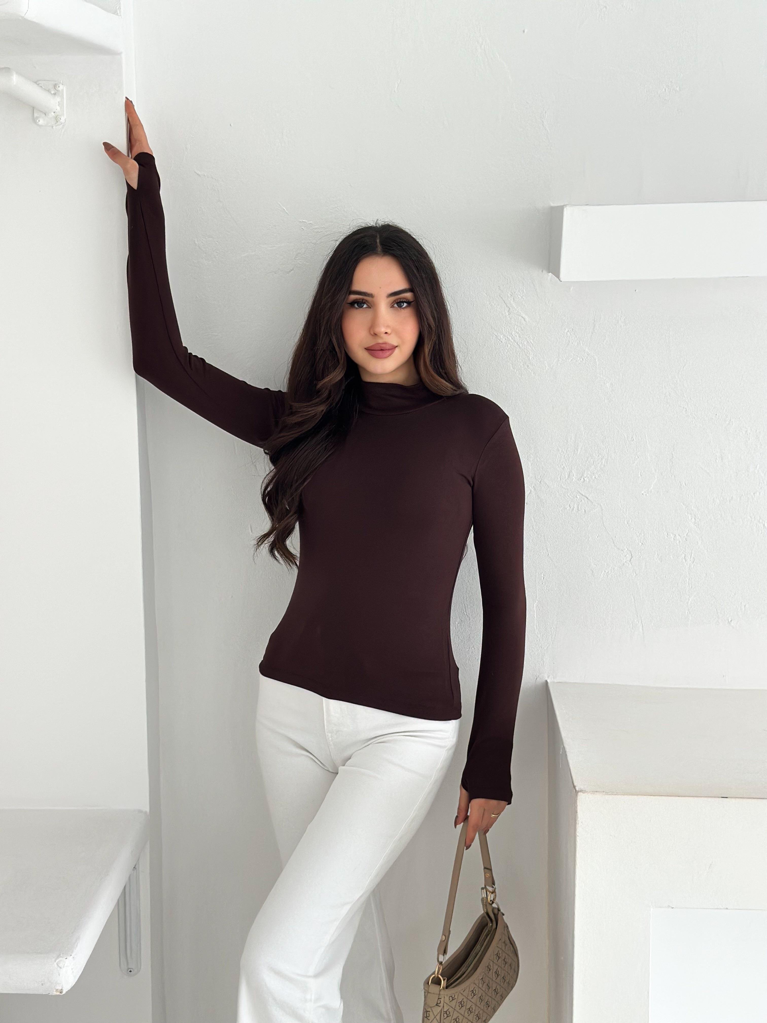 Kadın Yarım Balıkçı Yaka Parmak Geçmeli Full Likralı Buzz Body