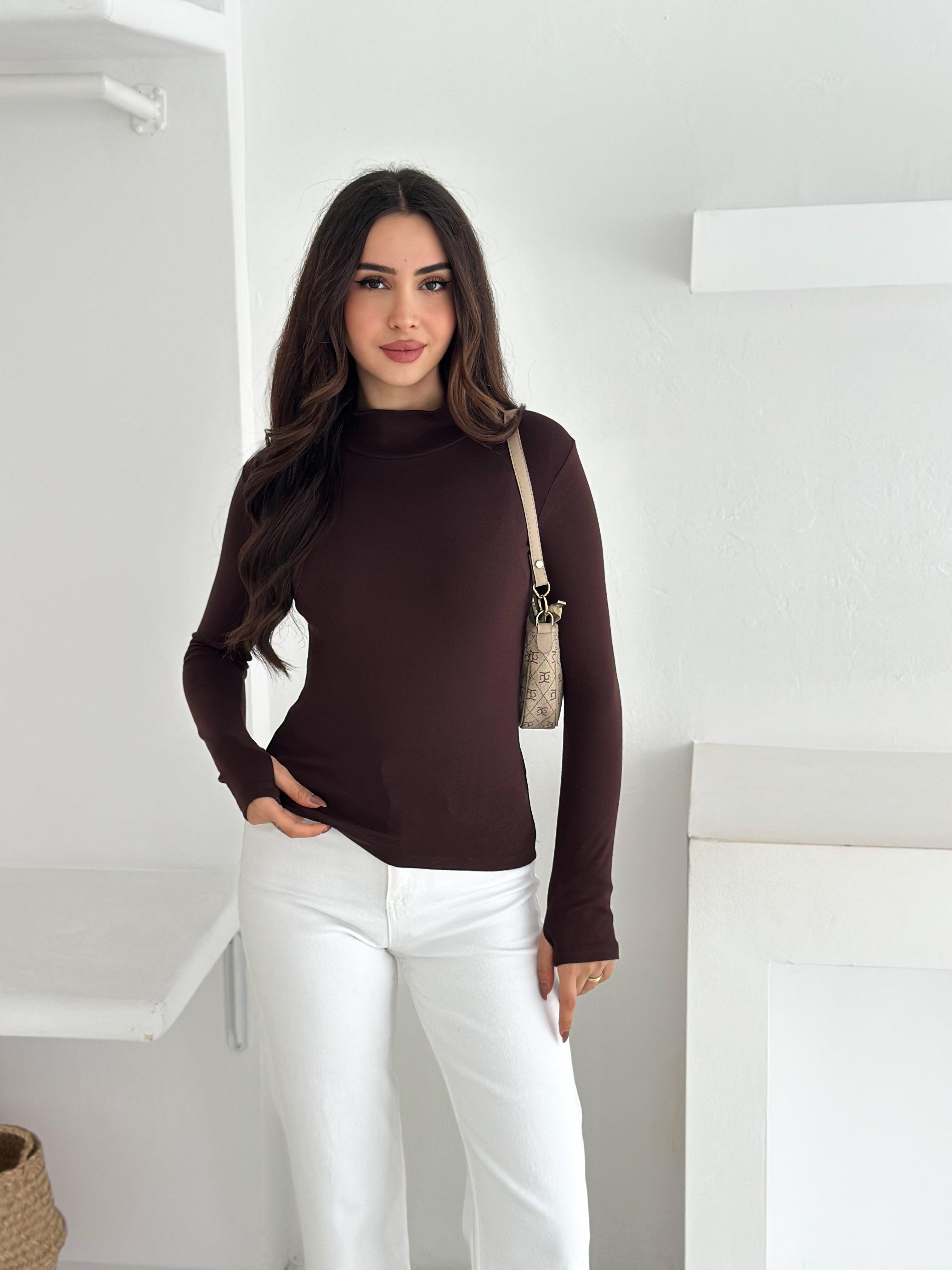 Kadın Yarım Balıkçı Yaka Parmak Geçmeli Full Likralı Buzz Body