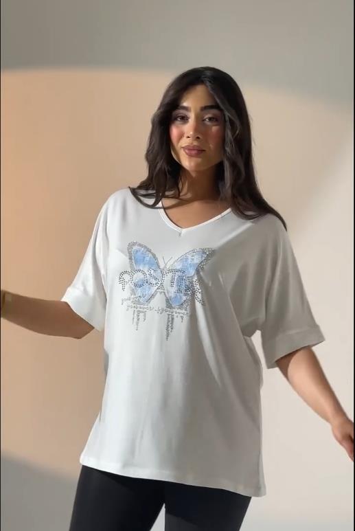 Leopar Kelebek Desenli Bluz