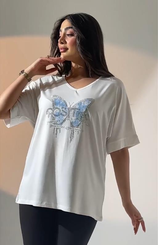 Leopar Kelebek Desenli Bluz
