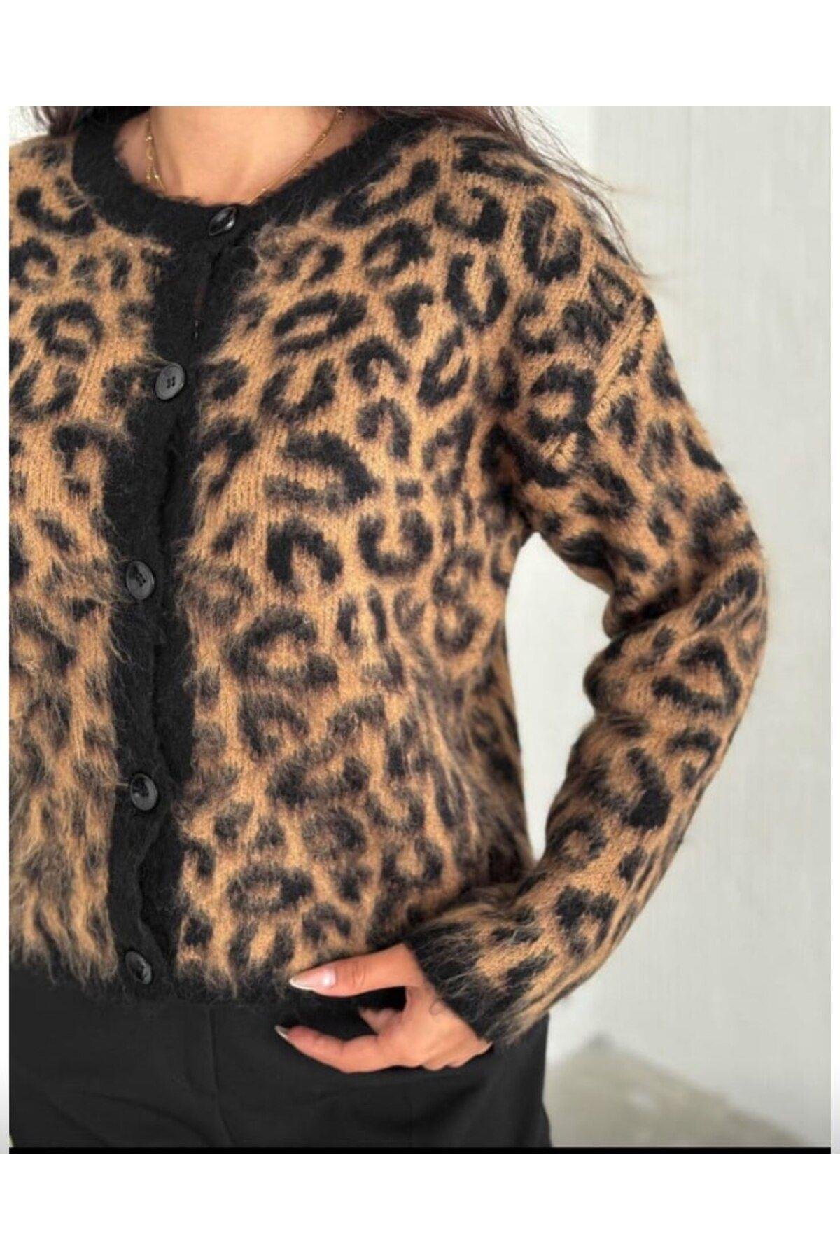 Sakallı Yumuşak Leopar Hırka