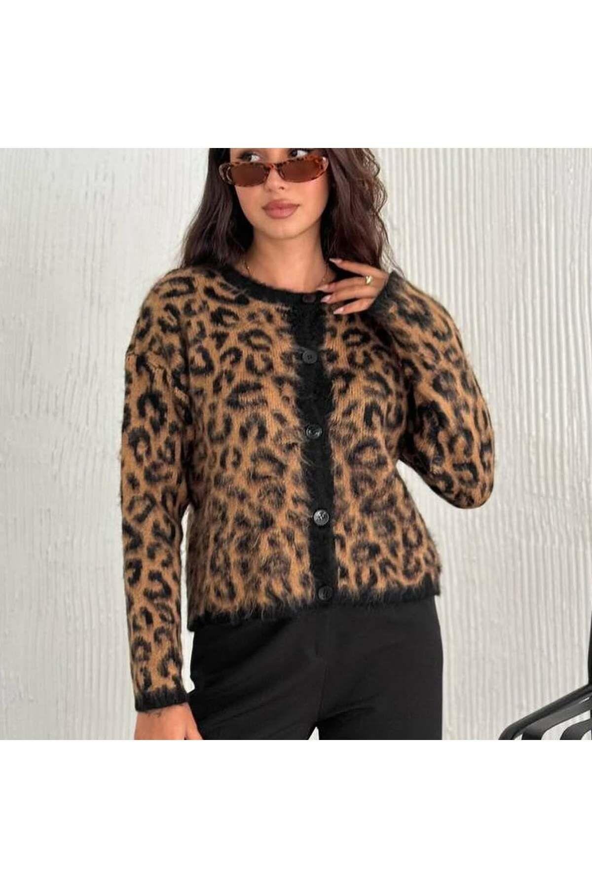 Sakallı Yumuşak Leopar Hırka