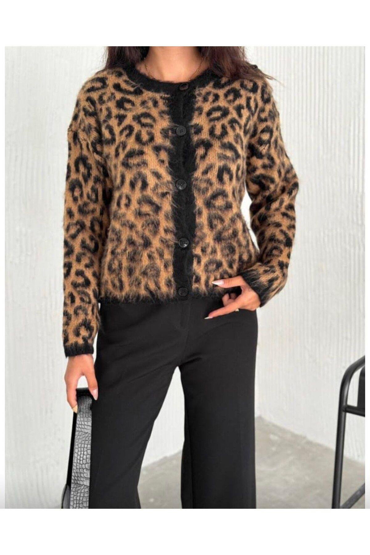 Sakallı Yumuşak Leopar Hırka