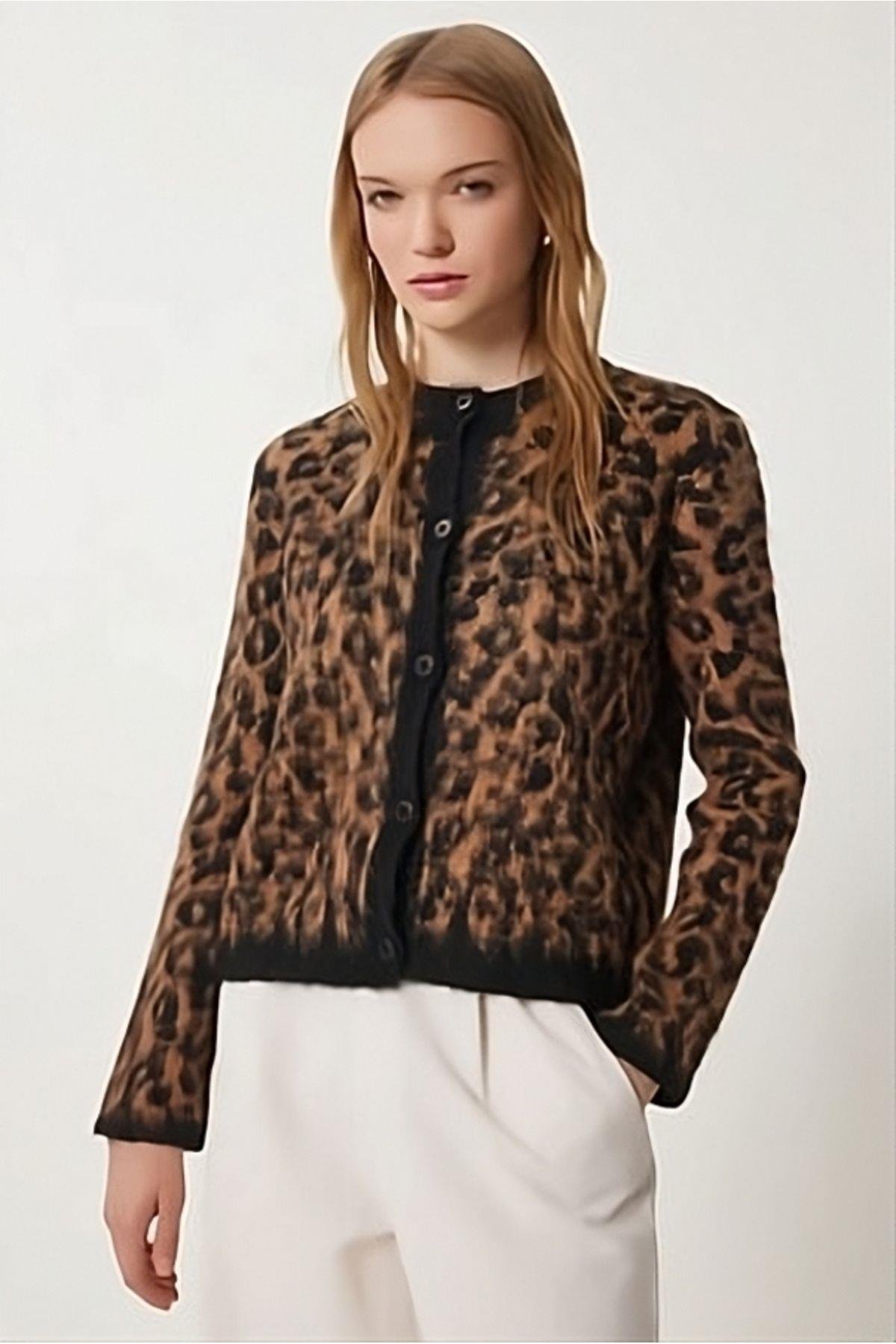 Sakallı Yumuşak Leopar Hırka