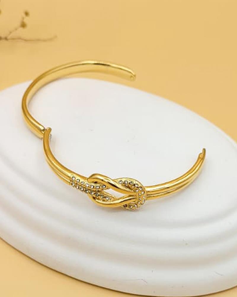 Nodia Düğüm Gold Çelik Kelepçe Bileklik