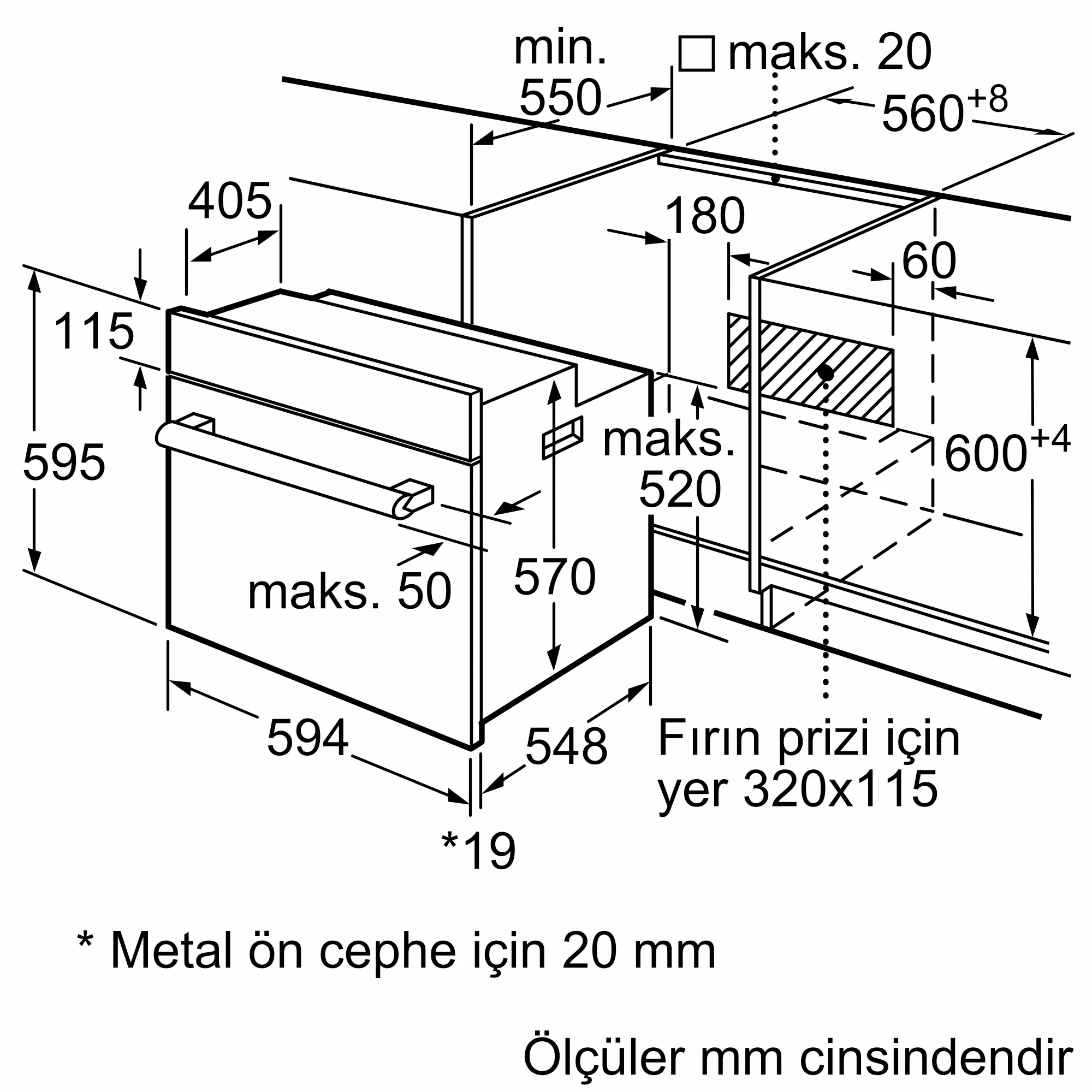 Bosch HBF514BH0T Ankastre Fırın Metalik Gri