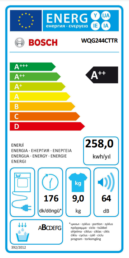 Bosch WQG244CTTR 9 kg Çamaşır Kurutma Makinesi
