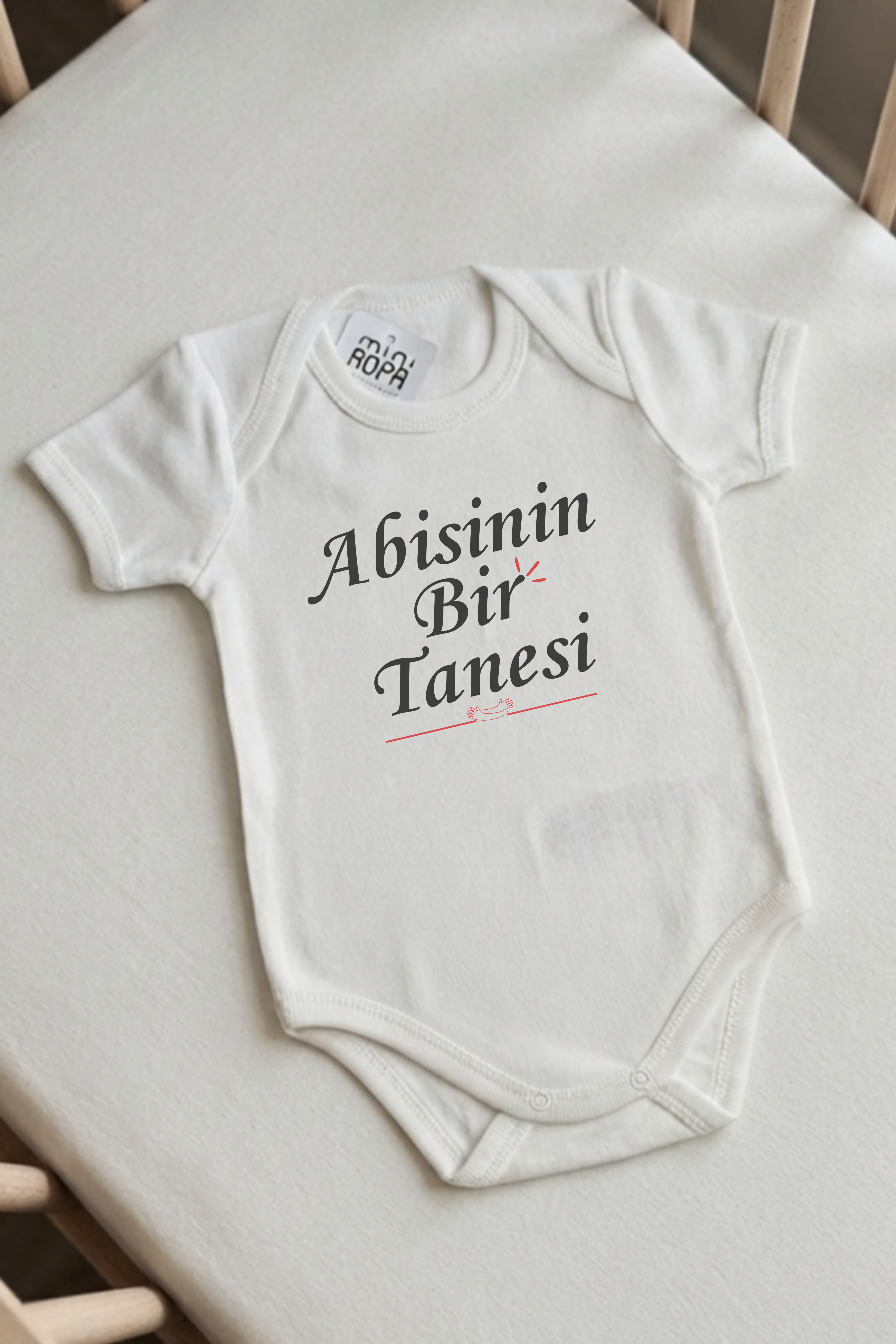 Abisinin Bir Tanesi Yazılı Bebek Body Zıbın %100 Pamuklu Abi Yazılı Zıbın Body