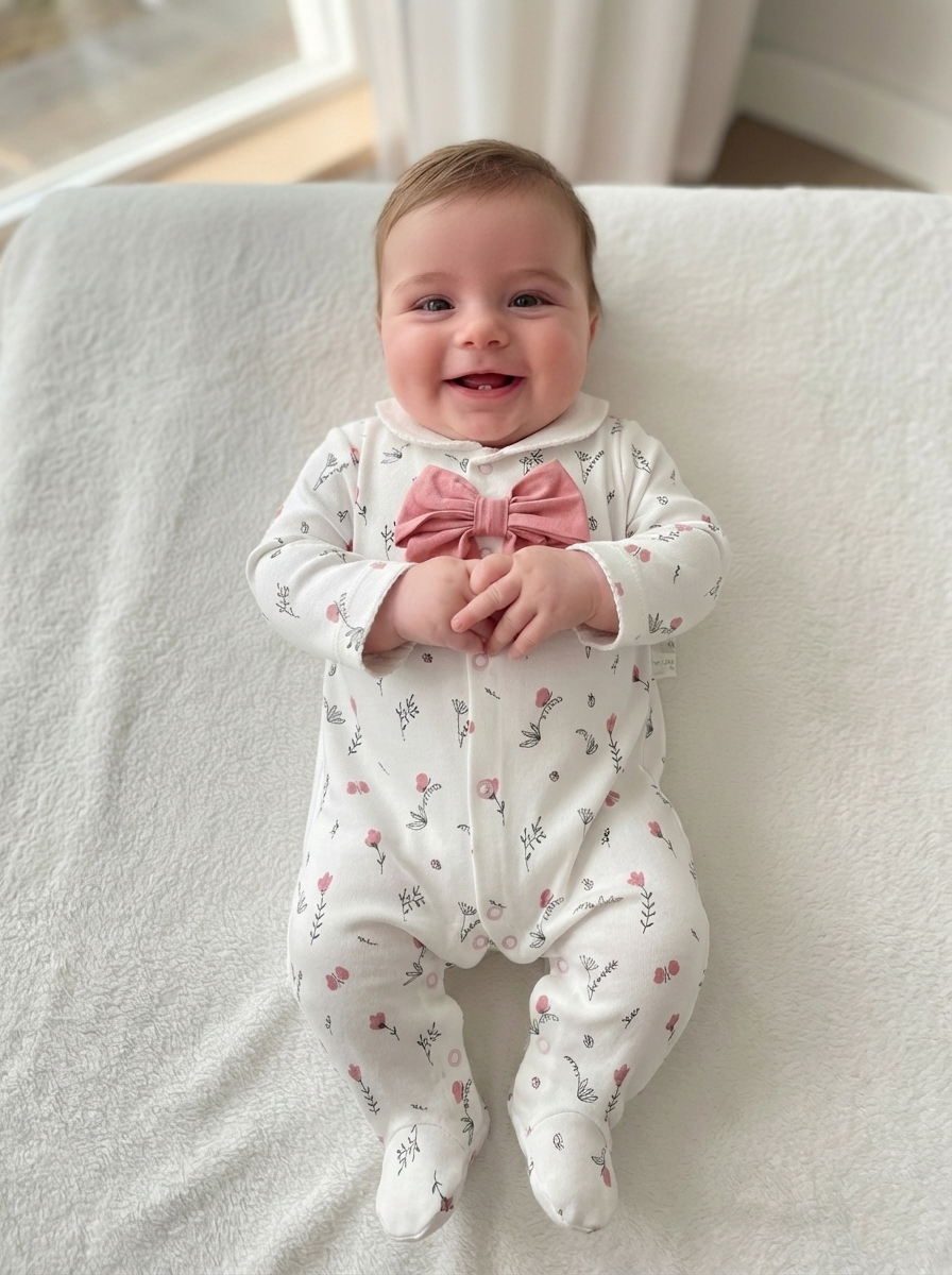 Fiyonklu Kız Bebek Tulumu Bebe Yaka Patikli Kız Bebek Tulumu