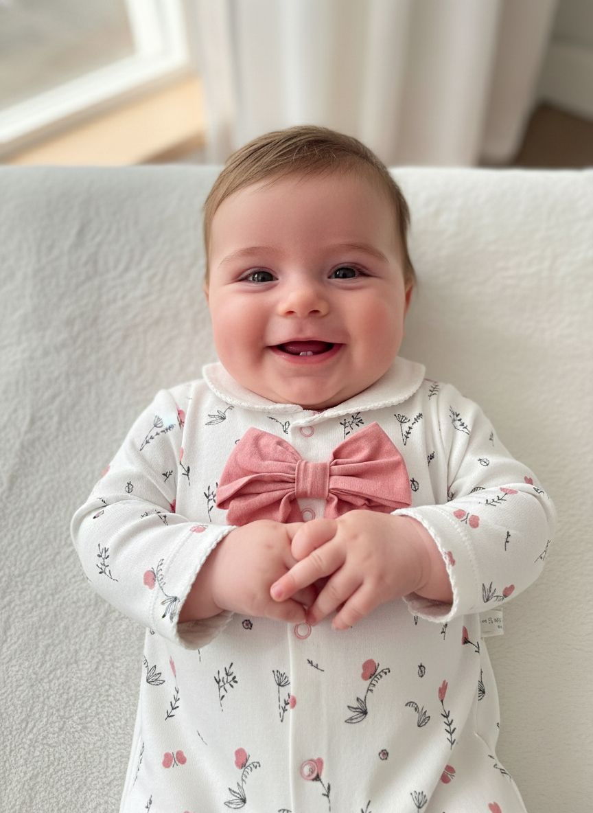 Fiyonklu Kız Bebek Tulumu Bebe Yaka Patikli Kız Bebek Tulumu