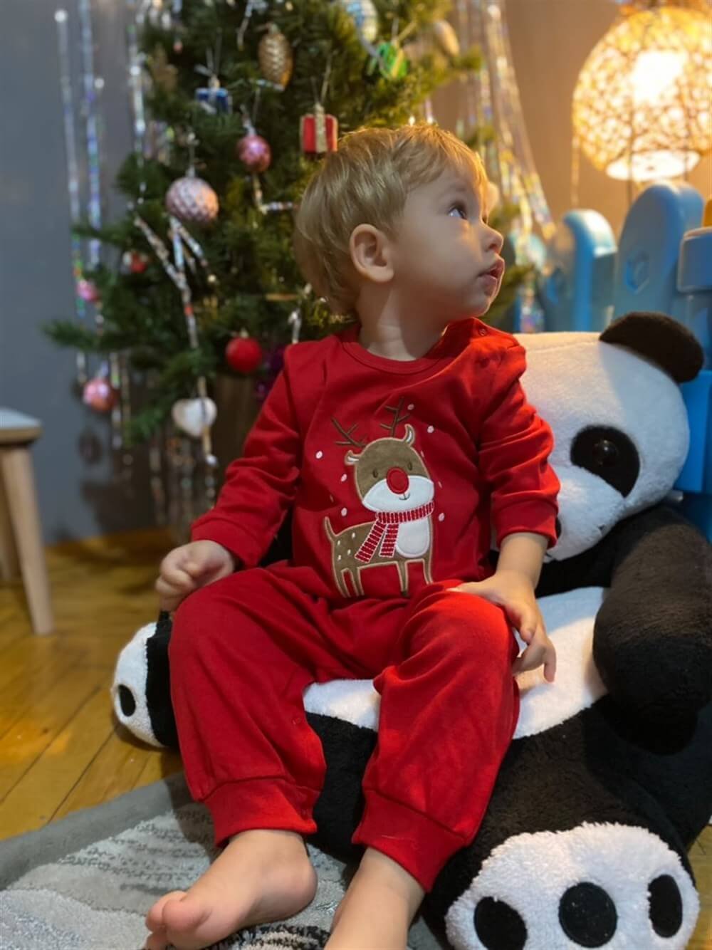 Geyik Nakışlı Patiksiz Yeniyıl Bebek Tulumu Christmas Bebek Tulumu Yeni Yıl Bebek Hediyesi Yılbaşı Tulumu