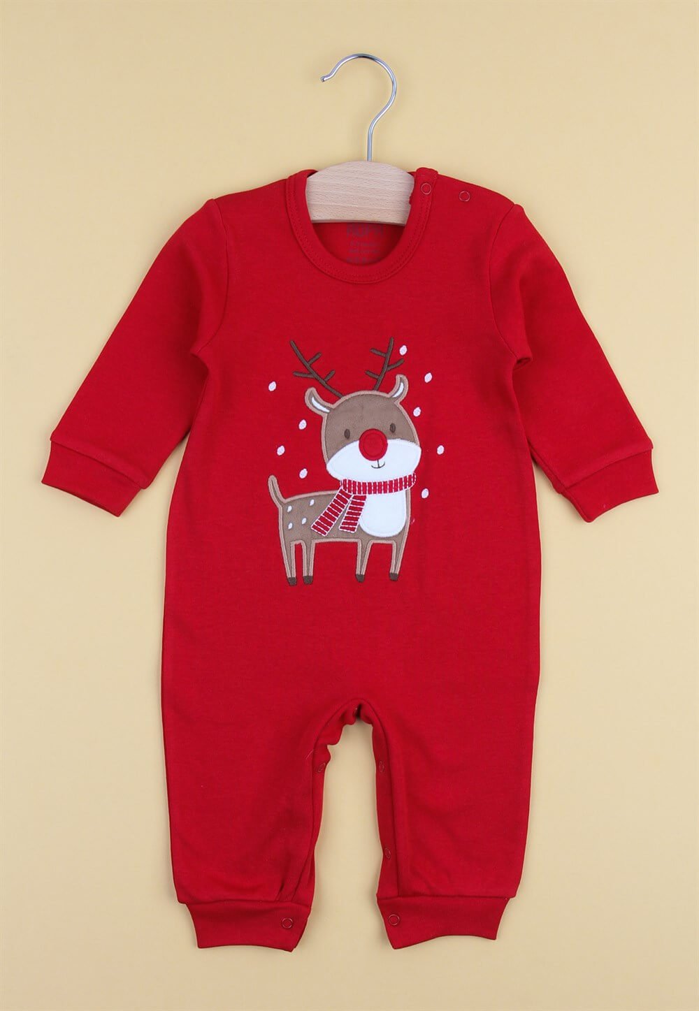 Geyik Nakışlı Patiksiz Yeniyıl Bebek Tulumu Christmas Bebek Tulumu Yeni Yıl Bebek Hediyesi