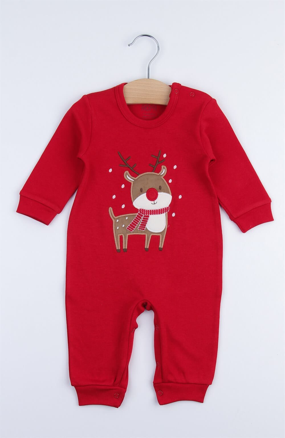 Geyik Nakışlı Patiksiz Yeniyıl Bebek Tulumu Christmas Bebek Tulumu Yeni Yıl Bebek Hediyesi