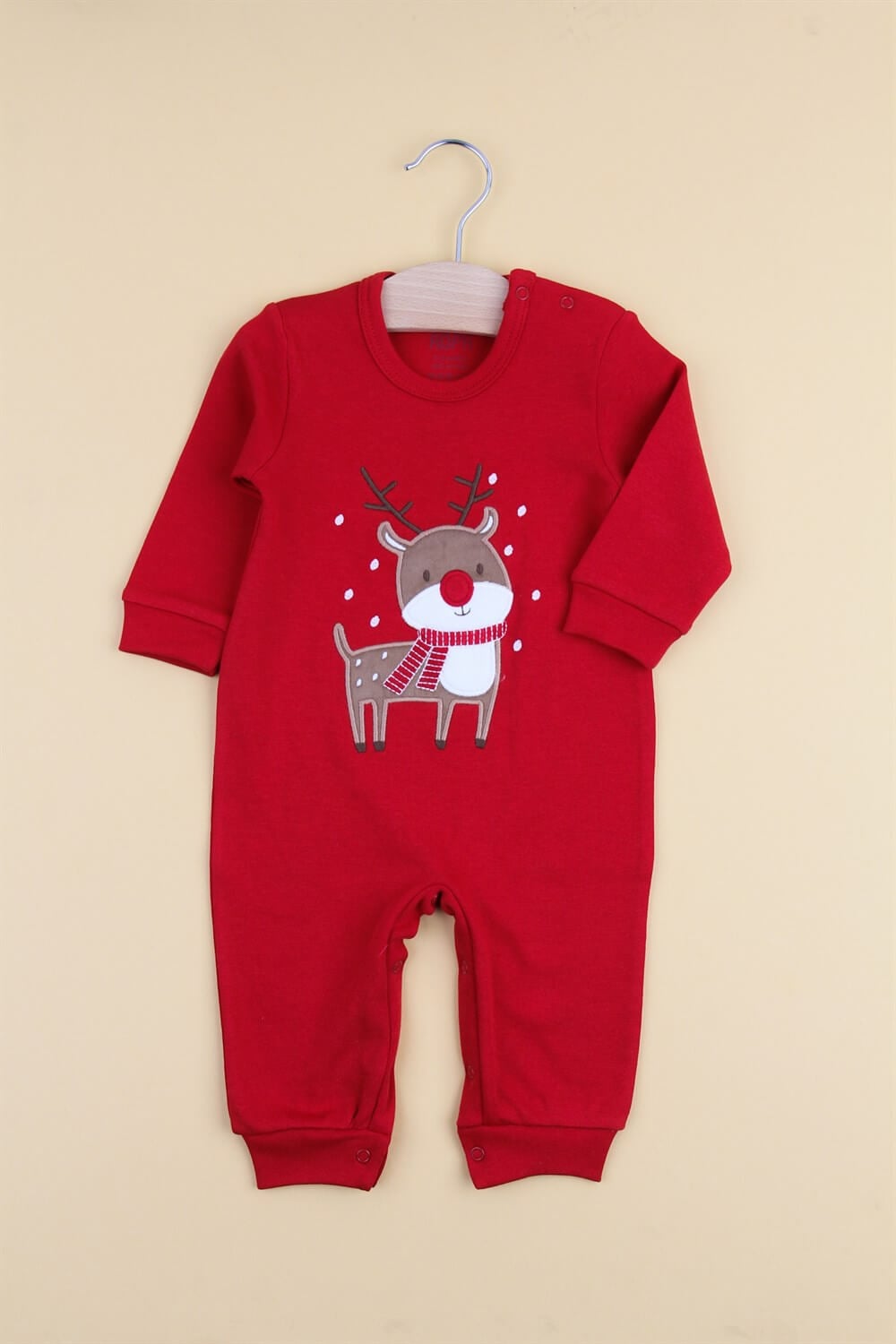 Geyik Nakışlı Patiksiz Yeniyıl Bebek Tulumu Christmas Bebek Tulumu Yeni Yıl Bebek Hediyesi