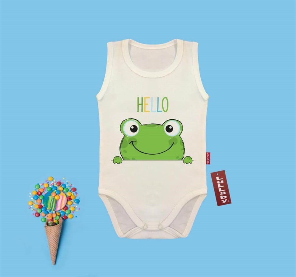 Hello Kurbağa Baskılı Çıtçıtlı Atlet Badi
