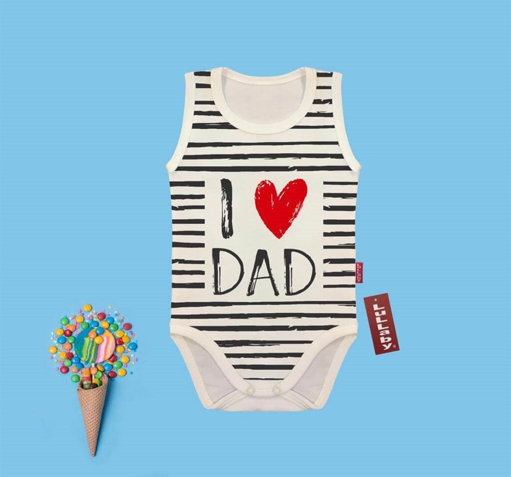 I Love Dad Baskılı Çıtçıtlı Atlet Badi