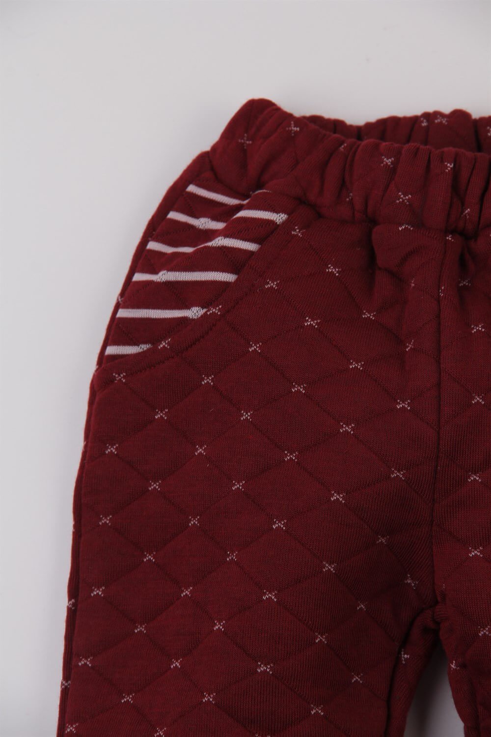 Kapitone Cepli Bordo Kışlık Bebek Çocuk Pantolon Eşofman Altı Kalın Tek Alt Kreş Eşortman Altı Pijama Gecelik