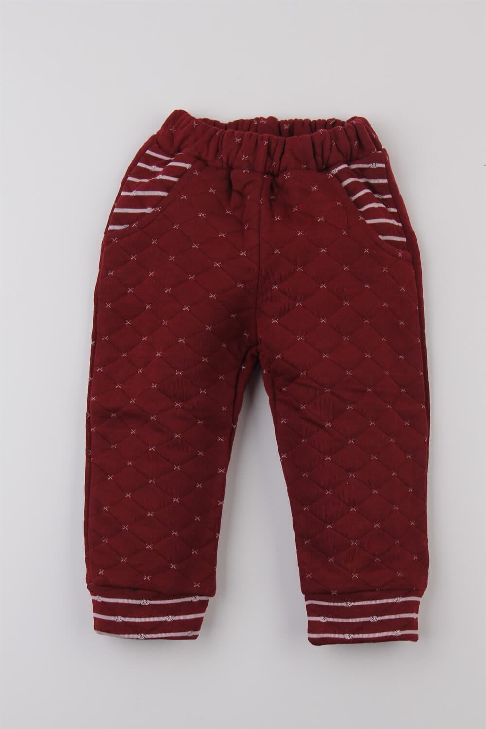 Kapitone Cepli Bordo Kışlık Bebek Çocuk Pantolon Eşofman Altı Kalın Tek Alt Kreş Eşortman Altı Pijama Gecelik