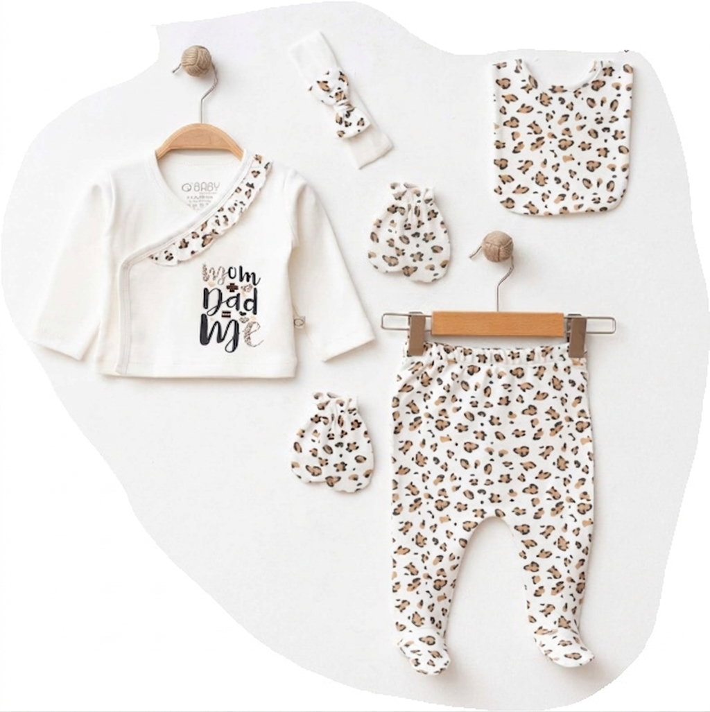 Leopar Desenli Bebek Yenidoğan Seti